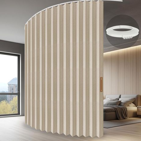 Rideau de séparation avec montage au plafond - protection contre la lumière - Aspect accordéon - Pour chambre à coucher, salon, coin - Crème - 243 x 457 cm - 1 pièce (1/5)