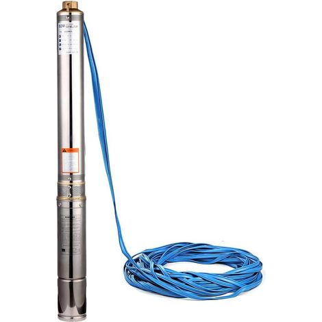 Pompe pour puits profond Pompe à eau pour puits Pompe à eau submersible en acier inoxydable 0.75KW 1HP 220-240V 50HZ Débit maximum 5600L / H Hauteur de transport maximum 72m (1/5)