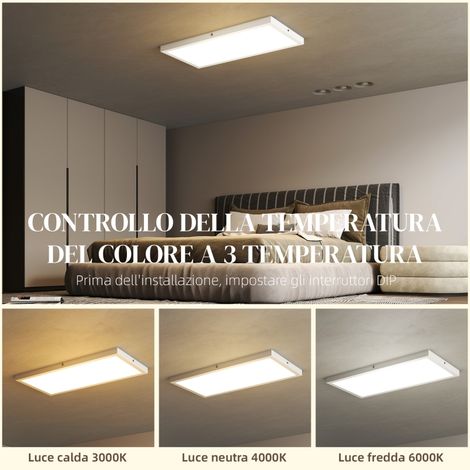 Lot de 2 plafonniers LED fins et minimalistes à couleur réglable, en acier et plastique, 60 x 30 x 3,7 cm, blanc