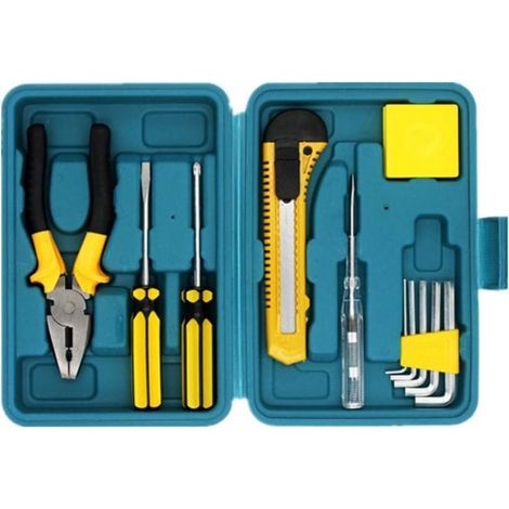 Coffret d'outils 12 pièces - Trousse d'outils ménagers avec boîte à outils en plastique (petite taille) (1/5)