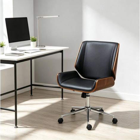 Chaise de bureau 53x60x86-96 cm en bois et métal noir, réglable pour bureau FloraGrace (1/5)