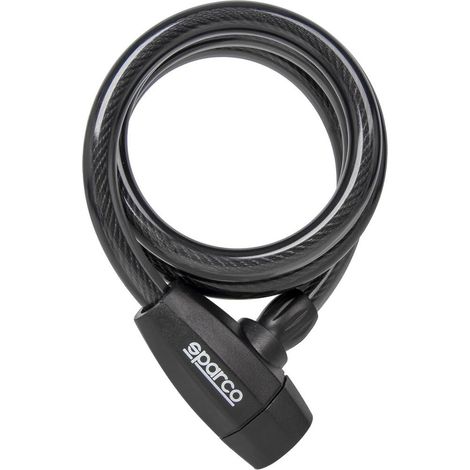 Cadenas noir souple pour vélo en acier zingué, laiton, ABS, PVC avec serrure (1/4)