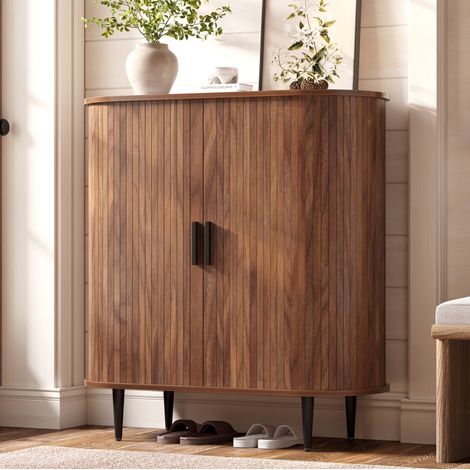 Aparador 85x40x93 cm de MDF y aglomerado natural, 4 ganchos para recibidor – MEUBLIV (1/5)