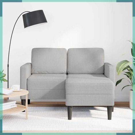 Canapé 2 places avec méridienne en L - Mod. 4107067 - Gris nuage - Tissu polyester - 125 x 118 x 85 cm (1/5)