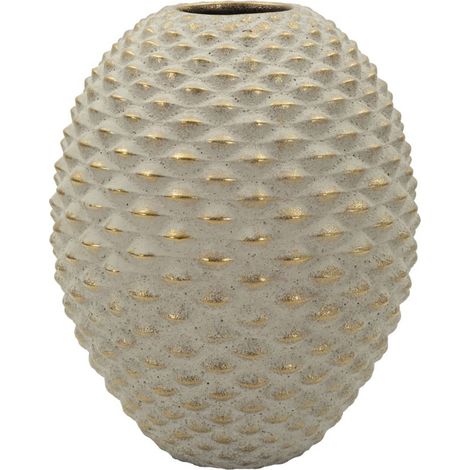 Vaso Pepipas Ball medio in ceramica grigia con accenti oro