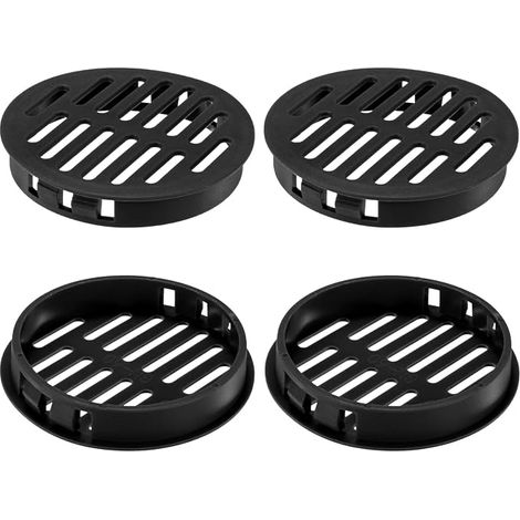 Set of 4 Round Ventilation Grills for Soffites, 60mm/2.4" Plastic Air Vent Grills Round Ventilation Covers for Bathroom Home [Black] (1/5)