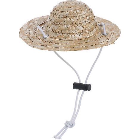 Chapeau en paille pour chien avec sangle ajustable, sombrero pour chat, taille S, accessoire de mode pour animal de compagnie. (1/4)