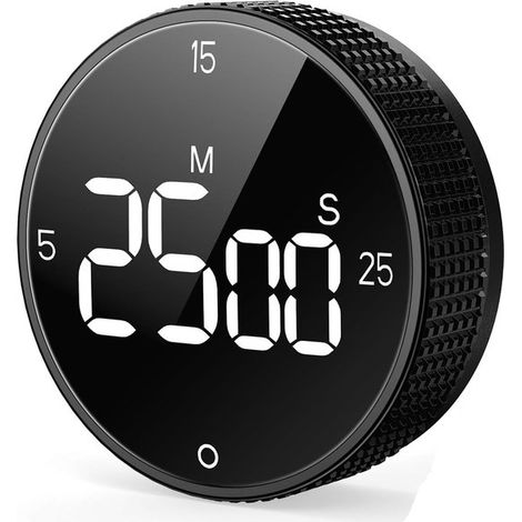 Timer da cucina magnetico ricaricabile, ideale per cucinare e per il fai da te. Ampio display digitale con conto alla rovescia e 3 allarmi sonori preimpostati a 5, 15 e 25 minuti, perfetto per barbecu