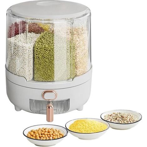 Boîte Alimentaire Hermétique- conteneur de stockage de céréales - Boite Ronde 360° rotative-Rangement dans les compartiments (1/4)