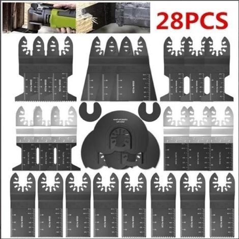 28 Accessoires d'outils Oscillants Multifonctions Lame de scie univers pour Parkside Dewalt Ryobi Bosch Couper les coins de Bois/Métal/Plastique - 2 adaptateurs (1/5)