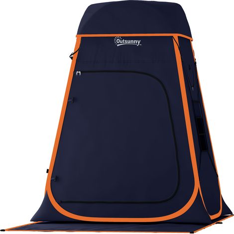 Tente de douche portable Pop Up Toilette tente de camping Pliable Toit Amovible Poche Sac 152 x 152 x 200 cm bleu foncé