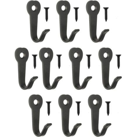 40 x 22 mm – Schwarz – 10er-Pack klassische Eisenhaken – Metallhaken – Fotohaken – Vintage-Landhaus-Retro (1/4)