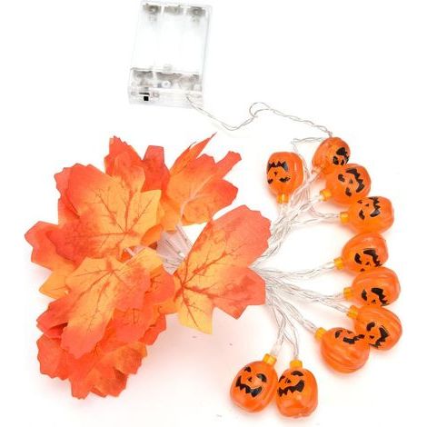 20 guirlandes lumineuses LED Halloween feuilles citrouilles décoration maison fête festival intérieur (1/5)