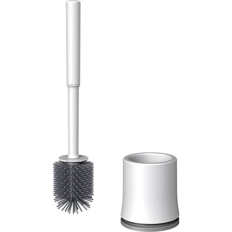 Brosse de toilette murale en silicone non perforé, manche long-AquaForge (1/5)