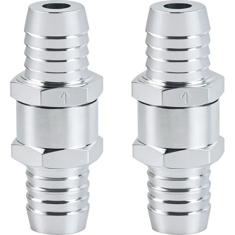 Lot de 2 soupapes anti-retour en aluminium de 16 mm Clapet anti-retour de carburant pour essence, diesel, eau, chrome, carburateur, système basse pression, aluminium (1/5)