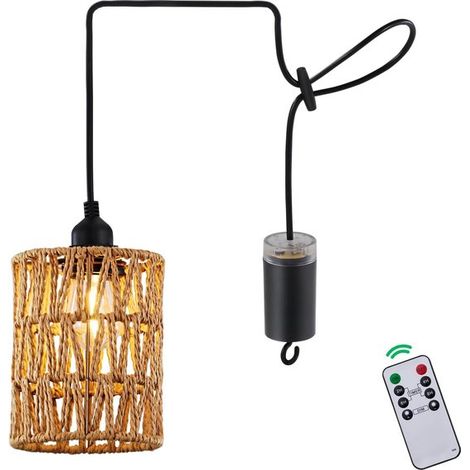 Lampadario boho, a batteria, con telecomando, marrone (1/5)