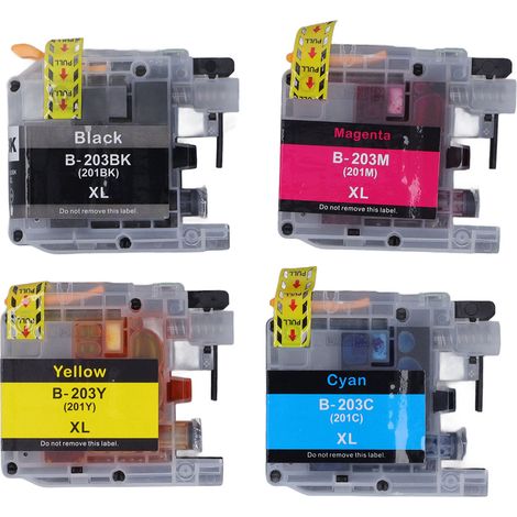 Cartouche d'encre couleur jetable LC203 - Lot noir cyan magenta jaune - Impression nette et fluide pour imprimante (1/5)