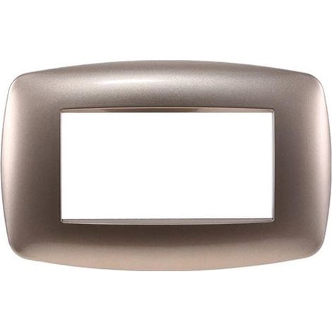 Ettroit Bticino Livinglight kompatible Platte 4 schlanke Kunststoffmodule, bronzefarbene Stahlfarbe – LN87410