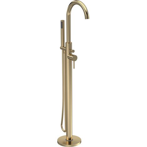 Hudson Reed Tec Single Lever Elite Mono Bath Shower Mixer Tap Freestanding - Brushed Brass (1/2)