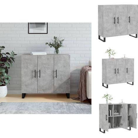 Sideboards - Living Sideboard Betongrau 90x34x80 cm Holzwerkstoff (1/5)