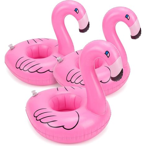 Lot de 3 Porte-Boissons Gonflables Flamant Rose pour Piscine, Spa et Bain à Remous, Design Mini Flamant Flottant (1/5)