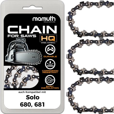 3 x chaîne de tronçonneuse 50cm 1,5mm 3/8" 72 TG pour Solo 680, 681 (1/4)