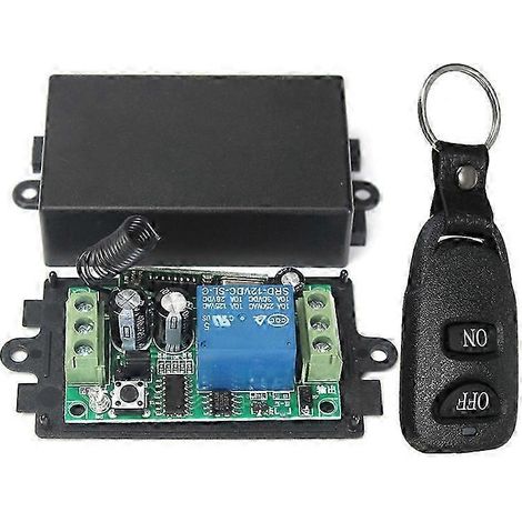 Système de commande à distance sans fil 12 V CC 10 A, 1 canal, émetteur-récepteur, télécommande étanche à 2 boutons, 433 MHz, kns (1/5)