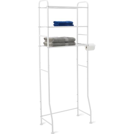 Etagère sur WC pour Salle de Bain à 3 Niveaux avec Support pour Papier Toilette, 35 x 81 x 165 cm, Blanc (1/5)