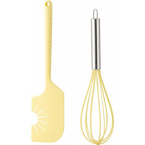 Kit spatule et fouet en silicone jaune pour la pâtisserie à la maison (1/5)