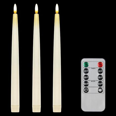 Flameless Candles 3D Wick Window Candles Battery Operated Real Wax Decorated 2 x 28 cm Ivory (1/3)
