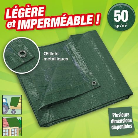 Bâche OUTIROR, légère multi-usages de couleur verte, 50g/m2 Dimensions: 5m X 8m (1/5)