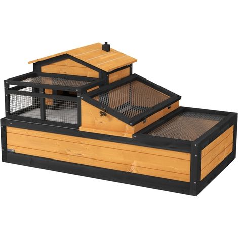Recinto per tartarughe a 2 livelli con cassetto in legno per interni ed esterni giallo MODENUIT (1/3)