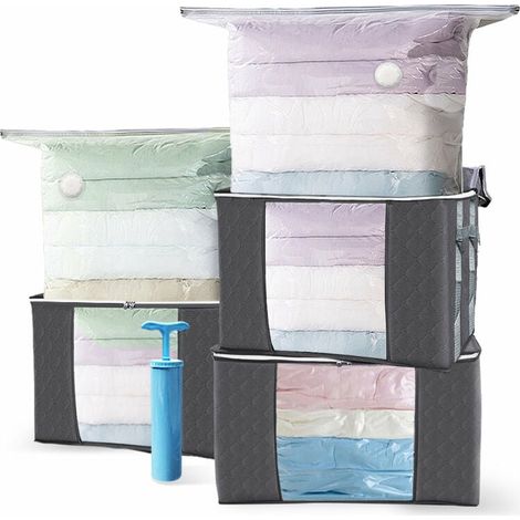 sac rangement sous vide Non Tisse XXL lot de 7 Gris (1/5)