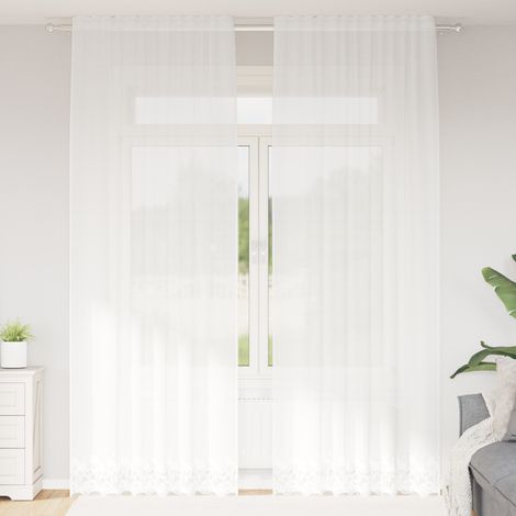 Cortina de Encaje Blanco 280 x 150 cm Poliéster vidaXL (1/5)