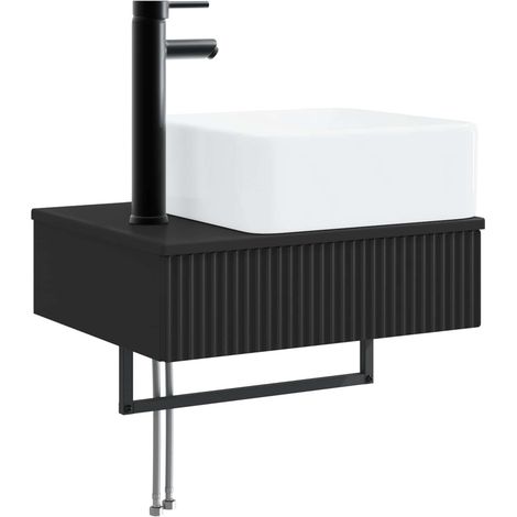 vidaXL Lavabo da Parete Nero 53 x 35 x 39 cm Legno ingegnerizzato