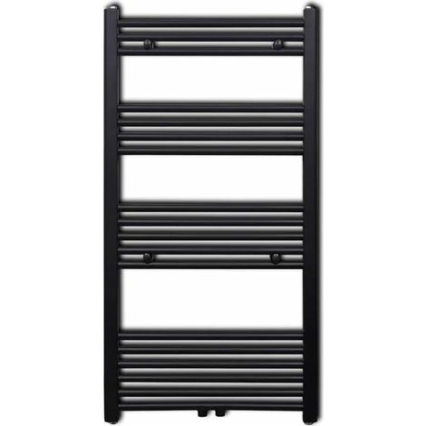 vidaXL Radiador toallero de baño recto negro 600 x 1160 mm (1/2)
