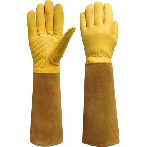 Gants de protection, gants de jardinage, résistants aux perforations et aux coupures - longueur 45, largeur 12,5 cm - marron (1/4)