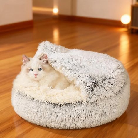 Soothing Bed for Dogs and Cats, Plush Seashell Cushion, Non-Slip Bottom, Washable, Small and Medium (1/5)