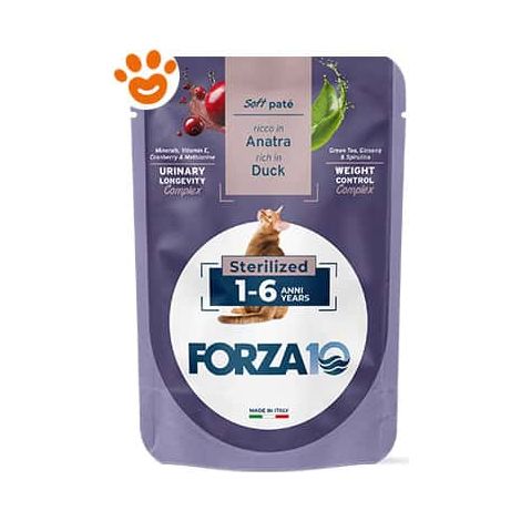 Forza10 Cat Botanicat Adult 1-6 Anni Anatra in Patè Sterilizzato - Bustina 80 Gr -