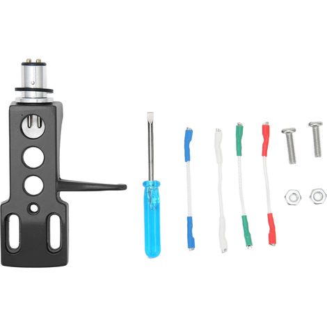 Porte-stylet Vinyl en Alliage d'Aluminium avec 4 Fils de Connexion pour Cartouche Phonographe - Noir (1/5)
