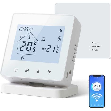 Smart WiFi thermostat for electric/water heating, Connected and Intelligent WiFi Thermostat, Wireless Thermostat + Receiver (1/4)