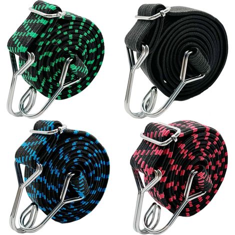 Sangles élastiques avec crochets - Lot de 4 sangles élastiques réglables de 2 m, très résistantes (1/5)