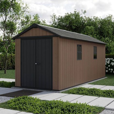 Dmora - Gartenhaus Daverio, Gartenhütte, Gartenhaus, Werkzeugschuppen, 230x539 h246 cm, Braun (1/5)
