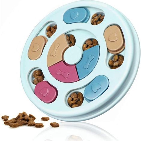 Jouet puzzle interactif pour chiot, distributeur de friandises ludique pour l'éducation canine, distributeur de croquettes en ABS coloré pour faciliter la digestion des animaux. (1/5)