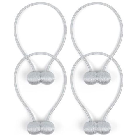 FENOPLASTICAD'embrasses de Rideaux, 4 Embrasse Rideau Magnétiques Attaches Rideau, Attaches de Rideau Support Attaches, Rideaux Embrasses à pour Décoration de Maison Bureau, Gris Clair (1/5)