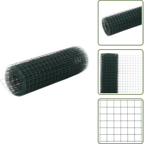 Cercado para aves - vidaXL Alambrada de gallinero acero recubrimiento PVC verde 25x0,5 m - Malla metálica