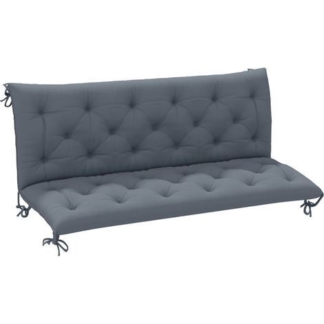 Coussin de banc matelas assise dossier pour banc de jardin coussin balancelle canapé 3 places grand confort 150 x 98 x 8 cm gris (1/5)