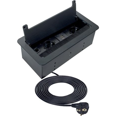 Bloc prise Inbox avec cache noir 2xPC 2xUSB 1xRJ45 1xHDMI - SYNBIOZ (1/4)