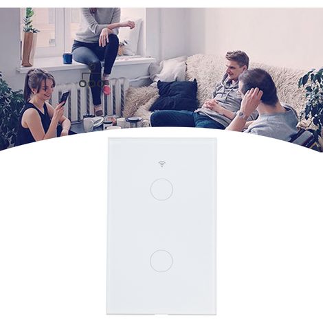 Interrupteur tactile mural double (norme américaine) Zigbee Tuya, commande vocale, 100-240 V CA, blanc (1/5)