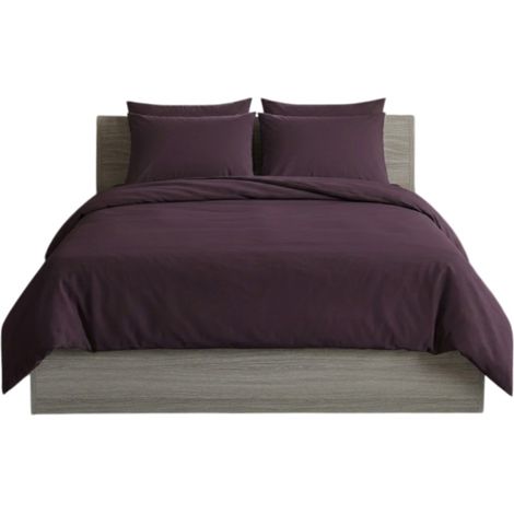 Housse de couette + 2 taies 220 x 240 cm Uni Passion violet